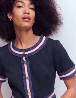 Boden Tenues De Travail|Robes & Combinaisons-Robe courte à boutons Bleu marine à ruban