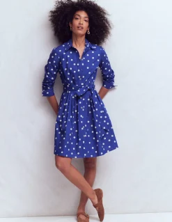 Boden Robes & Combinaisons|Robes Coupe Petite-Robe courte Alexa à manches longues Bleu vif, pois peints