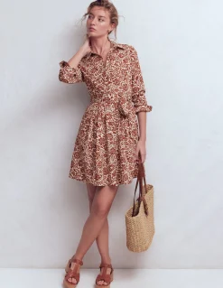 Boden Robes & Combinaisons|Robes Coupe Petite-Robe courte Alexa à manches longues Marron, motif Meadow Scatter