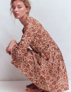 Boden Robes & Combinaisons|Robes Coupe Petite-Robe courte Alexa à manches longues Marron, motif Meadow Scatter