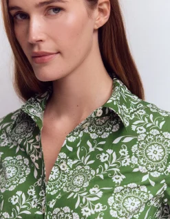 Boden Robes & Combinaisons|Robes Coupe Petite-Robe courte Alexa à manches longues Vert, motif Decorative Blossom