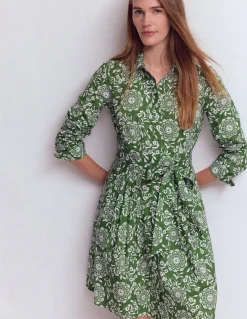 Boden Robes & Combinaisons|Robes Coupe Petite-Robe courte Alexa à manches longues Vert, motif Decorative Blossom