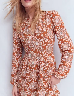 Boden Robes & Combinaisons|Robes Coupe Petite-Robe courte Amy en jersey Châtaigne, motif Decorative Blossom