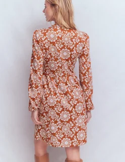 Boden Robes & Combinaisons|Robes Coupe Petite-Robe courte Amy en jersey Châtaigne, motif Decorative Blossom