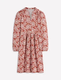 Boden Robes & Combinaisons|Robes Coupe Petite-Robe courte Amy en jersey Châtaigne, motif Decorative Blossom