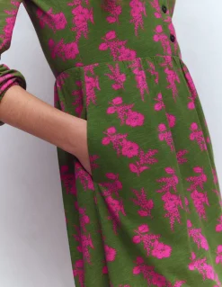 Boden Robes & Combinaisons|Robes Coupe Petite-Robe courte Amy en jersey Olive, motif Blossomy Sprig