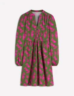 Boden Robes & Combinaisons|Robes Coupe Petite-Robe courte Amy en jersey Olive, motif Blossomy Sprig