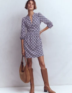 Boden Robes & Combinaisons|Robes Coupe Petite-Robe courte Amy en jersey Bleu marine foncé, motif Petal Terrace