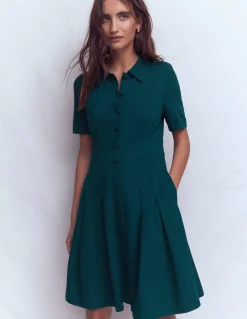 Boden Tenues De Travail|Robes & Combinaisons-Robe courte Bridget en point de Rome Bleu sarcelle nuit