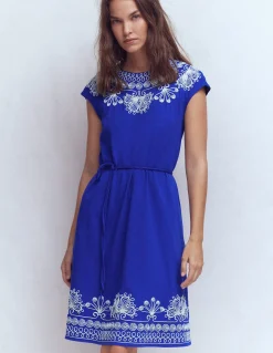 Boden Robes & Combinaisons|Robes Coupe Petite-Robe courte brodée en jersey Bleu vif