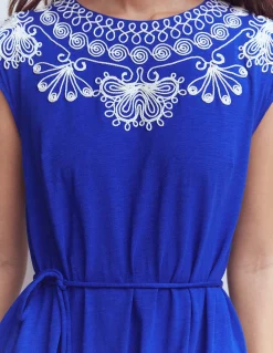 Boden Robes & Combinaisons|Robes Coupe Petite-Robe courte brodée en jersey Bleu vif