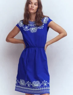 Boden Robes & Combinaisons|Robes Coupe Petite-Robe courte brodée en jersey Bleu vif