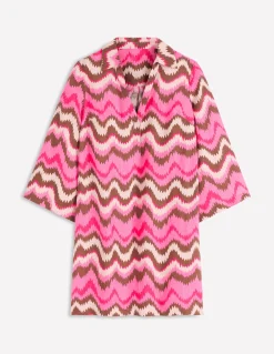 Boden Robes & Combinaisons|Robes Coupe Petite-Robe courte Carmen en lin Rose, motif Zig Zag Wave