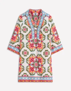 Boden Robes & Combinaisons|Robes Coupe Petite-Robe courte Carmen en lin Multi, motif Ornamental Treillis