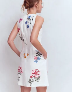 Boden Ensembles Assortis|Robes & Combinaisons-Robe courte habillée en lin Broderie blanche