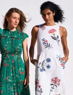 Boden Ensembles Assortis|Robes & Combinaisons-Robe courte habillée en lin Broderie blanche