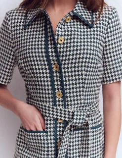 Boden Tenues De Travail|Robes & Combinaisons-Robe courte Loren à détails Pied-de-poule bleu marine