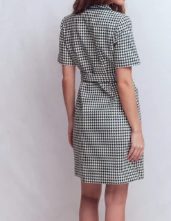 Boden Tenues De Travail|Robes & Combinaisons-Robe courte Loren à détails Pied-de-poule bleu marine