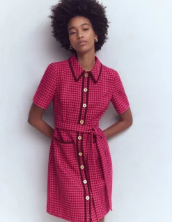 Boden Tenues De Travail|Robes & Combinaisons-Robe courte Loren à détails Pied-de-poule rouge et rose