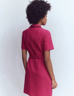 Boden Tenues De Travail|Robes & Combinaisons-Robe courte Loren à détails Pied-de-poule rouge et rose