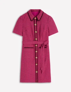 Boden Tenues De Travail|Robes & Combinaisons-Robe courte Loren à détails Pied-de-poule rouge et rose