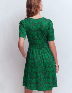 Boden Robes & Combinaisons|Robes Coupe Petite-Robe courte Louisa en jersey Vert malachite, motif Floral Frenzy