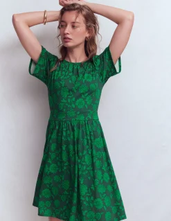 Boden Robes & Combinaisons|Robes Coupe Petite-Robe courte Louisa en jersey Vert malachite, motif Floral Frenzy