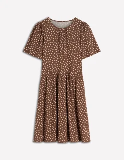 Boden Tenues De Travail|Robes & Combinaisons-Robe courte Louisa en jersey Terre d’ombre, pois peints