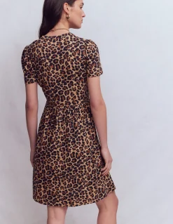 Boden Robes & Combinaisons|Robes Coupe Petite-Robe courte Naomi en jersey Camel, Motif Cheetah Pop