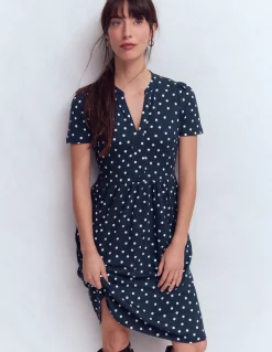 Boden Robes & Combinaisons|Robes Coupe Petite-Robe courte Naomi en jersey Bleu marine foncé, pois peints
