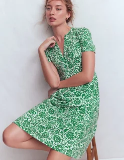 Boden Robes & Combinaisons|Robes Coupe Petite-Robe courte Naomi en jersey Vert frais, motif Meadow Scatter