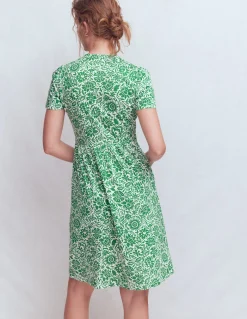 Boden Robes & Combinaisons|Robes Coupe Petite-Robe courte Naomi en jersey Vert frais, motif Meadow Scatter