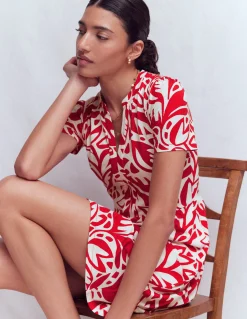 Boden Robes & Combinaisons|Robes Coupe Petite-Robe courte Naomi en jersey Rouge Merida, motif Leafy Cascade