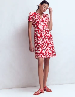 Boden Robes & Combinaisons|Robes Coupe Petite-Robe courte Naomi en jersey Rouge Merida, motif Leafy Cascade