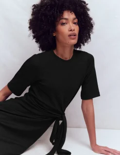 Boden Tenues De Travail|Robes Coupe Petite-Robe courte Zinnia en jersey à nouer Noir