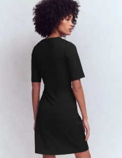 Boden Tenues De Travail|Robes Coupe Petite-Robe courte Zinnia en jersey à nouer Noir