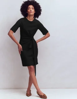 Boden Tenues De Travail|Robes Coupe Petite-Robe courte Zinnia en jersey à nouer Noir