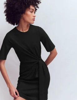 Boden Tenues De Travail|Robes Coupe Petite-Robe courte Zinnia en jersey à nouer Noir