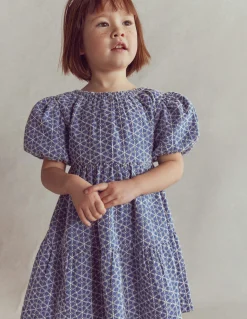 Boden Robes-Robe croisée dans le dos à manches bouffantes Broderie anglaise chambray