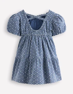 Boden Robes-Robe croisée dans le dos à manches bouffantes Broderie anglaise chambray
