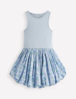 Boden Robes-Robe côtelée à ourlet bulle Marguerites bleu brumeux