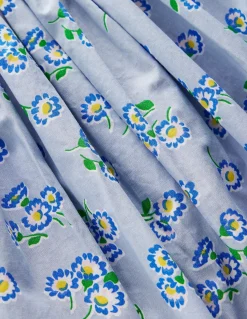 Boden Robes-Robe côtelée à ourlet bulle Marguerites bleu brumeux