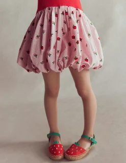 Boden Robes-Robe côtelée à ourlet bulle Fraise rayé coutil