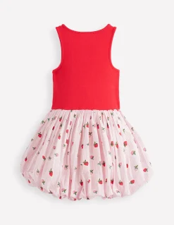 Boden Robes-Robe côtelée à ourlet bulle Fraise rayé coutil