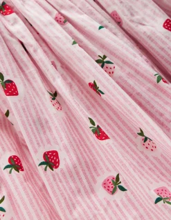 Boden Robes-Robe côtelée à ourlet bulle Fraise rayé coutil