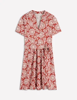 Boden Robes & Combinaisons|Robes Coupe Petite-Robe Daisy virevoltante en jersey Châtaigne grillée, motif Blossom