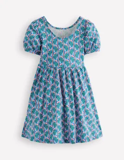 Boden Robes-Robe de ballerine en jersey Motif Floral Vine bleu martin-pêcheur