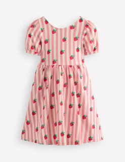 Boden Robes-Robe de ballerine en jersey Rayé fraise rose amande