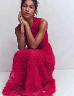 Boden Robes & Combinaisons|Longues-Robe de fête en tulle à nœud Rose éclatant