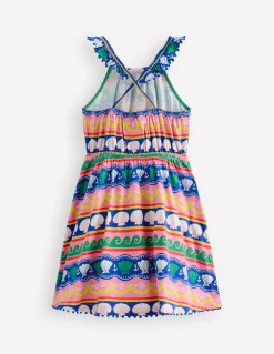 Boden Robes-Robe dos-nu à col volanté Multi rayé coquillage